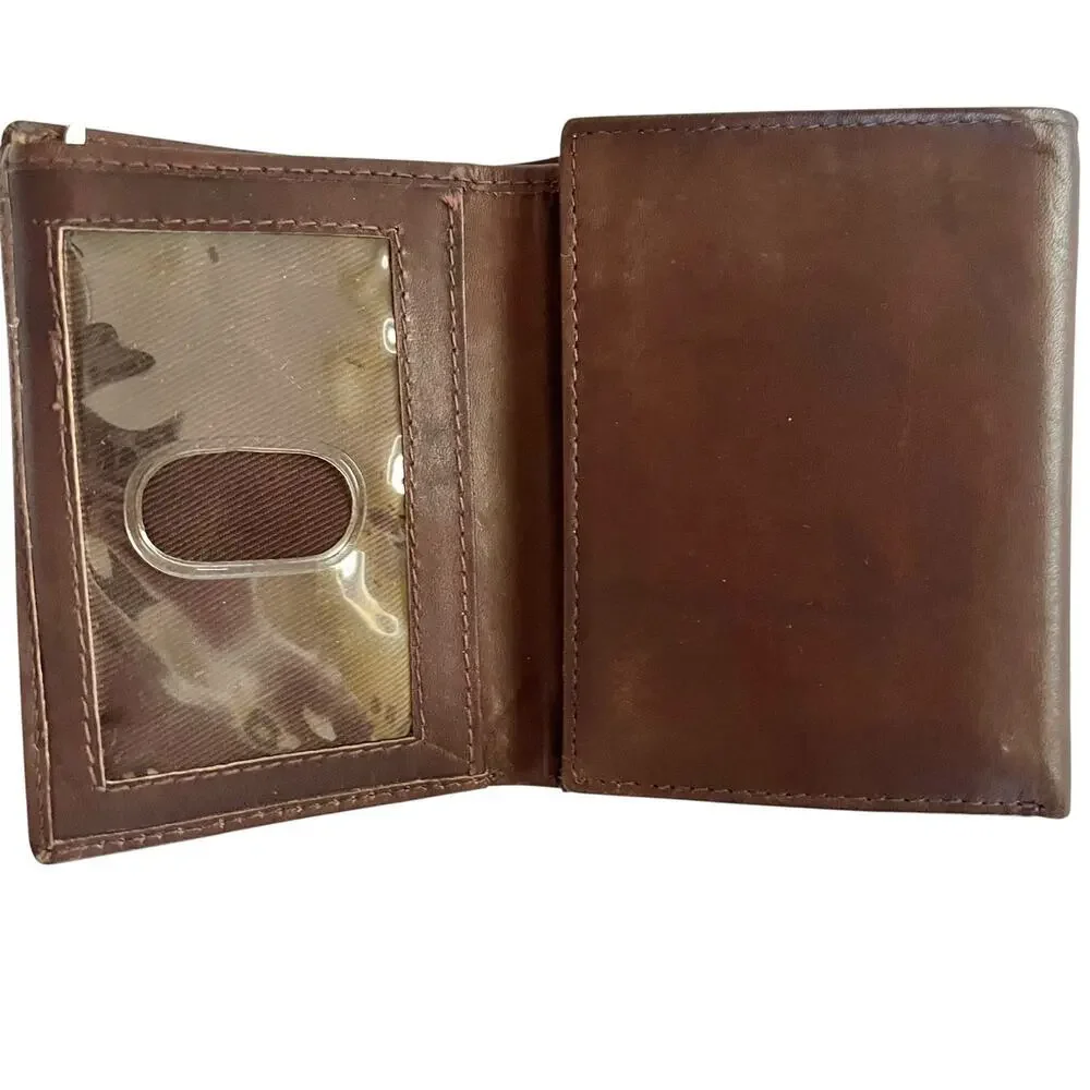 Vintage Pierre Cardin Brown Leather Trifold Wallet